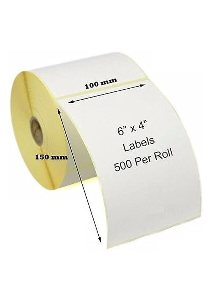 Terabyte Direct Thermal Barcode Label Stickers - 4" X 6" 500 per roll (100mm 150 mm) Used for Printing Flex & other Shipping Labels, THERMAL-100 *  - Image 1