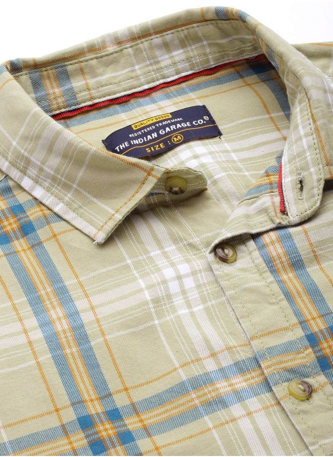 The Indian Garage Co Men Slim Fit Checkered Full Sleeves Spread Collar Casual Shirt  - Image 4