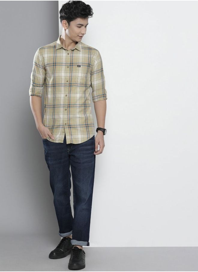 The Indian Garage Co Men Slim Fit Checkered Full Sleeves Spread Collar Casual Shirt  - Image 5