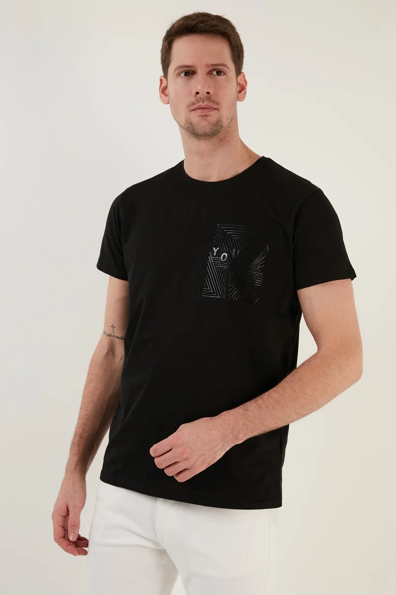 بوراتي Printed Crew Neck Cotton Slim Fit T Shirt Men's T Shirt 541FORYOU