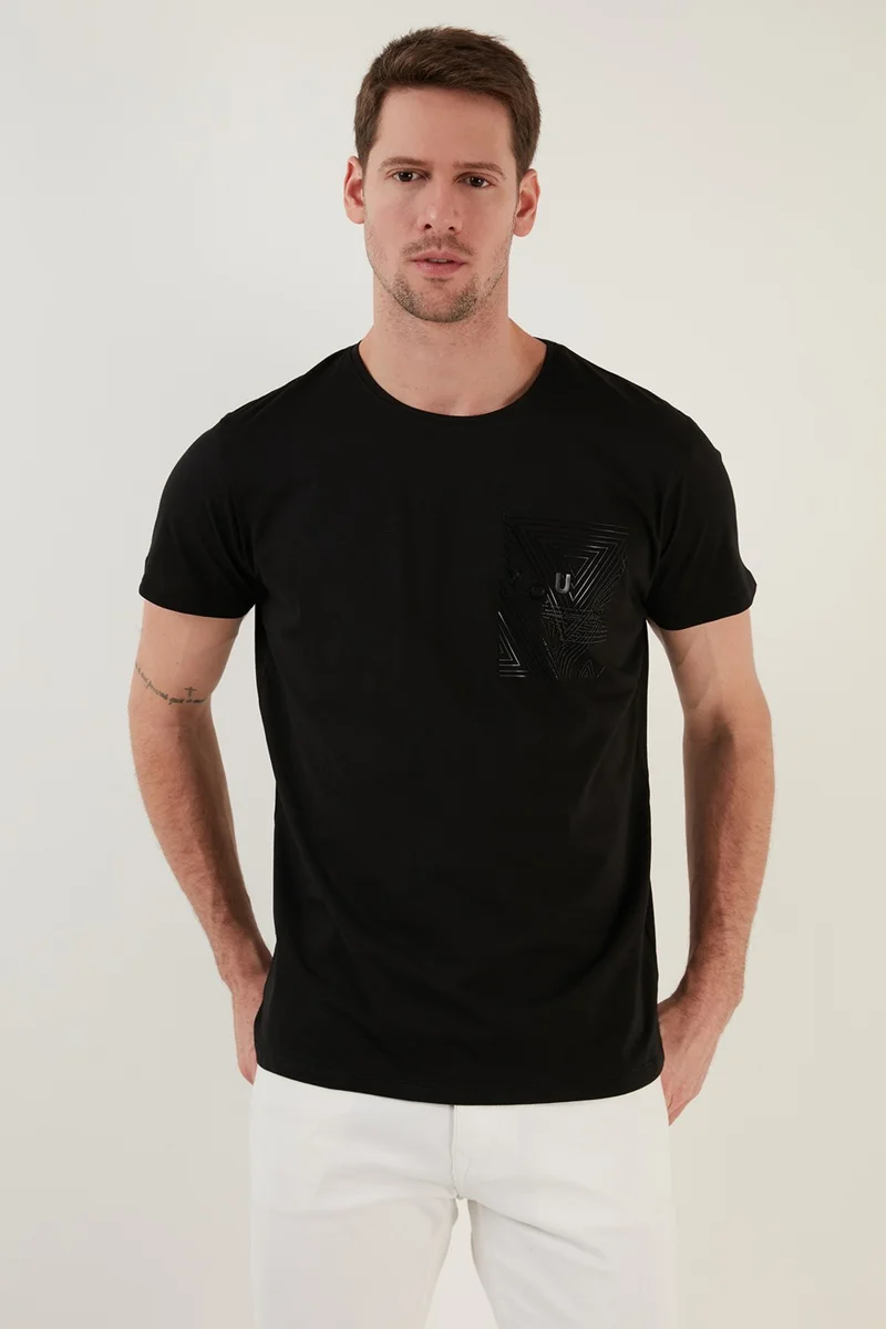 بوراتي Printed Crew Neck Cotton Slim Fit T Shirt Men's T Shirt 541FORYOU