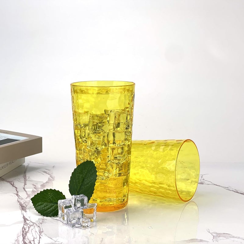 Yalin 24-Ounce Plastic Tumbler Acrylic Drinking Glasses, Reusable Plastic Cups, Stackable, BPA-Free, Shatter Proof, Dishwasher Safe, Set of 8 (Yellow) - Image 2