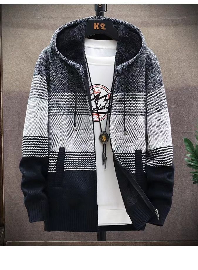 Loquat The New Cardigan For Men's Woolen And Thickened Hooded Sweater  - Image 1