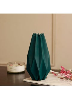 CLOUD INDIA CLOUD INDIA Decorative Geometric Design Ceramic Vase for Home Dcor Centrepiece Decor Showpiece Dark Green 9 Inch  - Image 4