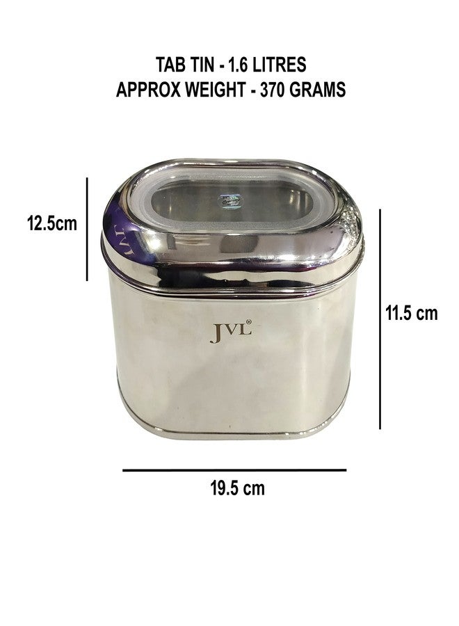 JVL Stainless Steel Kitchen Food Storage Capsule Shape Tab Tin With See Through Lid For Dry Fruits, Pulses, Dal (9L) - Image 2