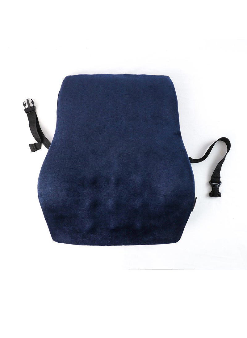 ماكس كمفورت وسادة ظهر طبيه من الميموري فوم - مسند مريح للمكتب والسيارة للوقايه من آلام الظهر والعمود الفقري، كحلي - Image 1