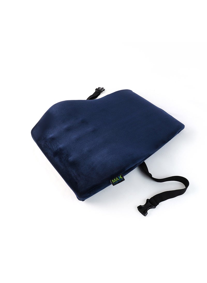 ماكس كمفورت وسادة ظهر طبيه من الميموري فوم - مسند مريح للمكتب والسيارة للوقايه من آلام الظهر والعمود الفقري، كحلي - Image 2