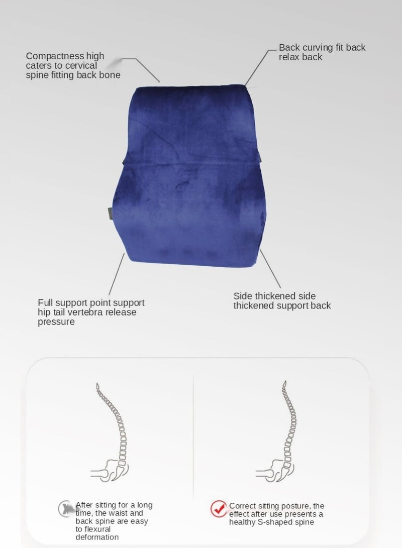 ماكس كمفورت وسادة ظهر طبيه من الميموري فوم - مسند مريح للمكتب والسيارة للوقايه من آلام الظهر والعمود الفقري، كحلي - Image 5
