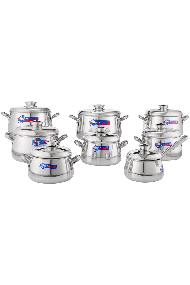 El dahan Bombe Aluminum Cookware Set with Stainless Steel Handles, 16 Pieces, Silver 6221124008299 - Image 1