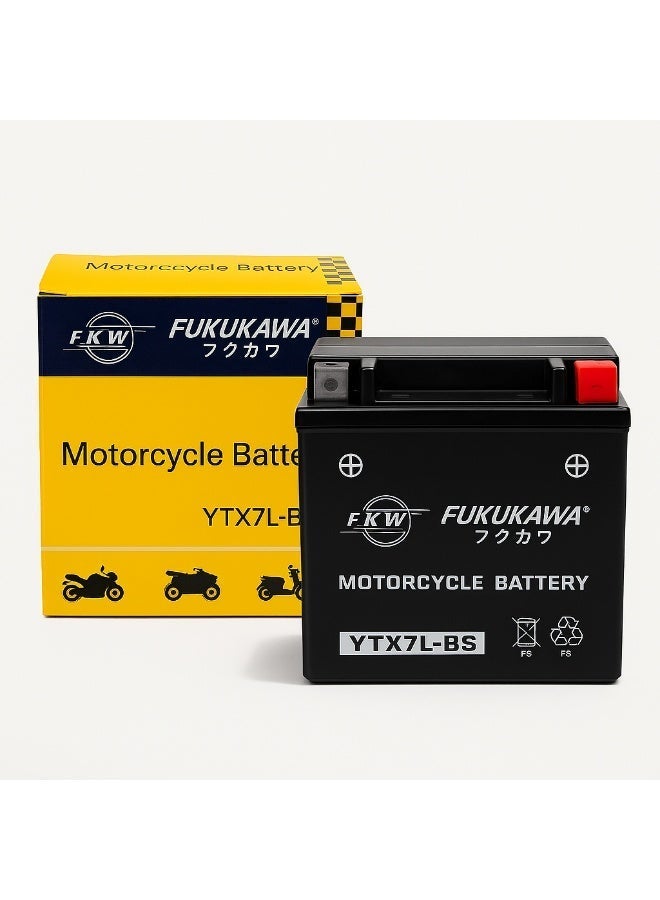 FUKUKAWA YTX7L-BS 12V 7Ah Motorcycle Battery with 6 Pack Electrolyte Conventional Lead Acid Refillable Power Source for Motorcycles Scooters ATVs and Dirt Bikes - Image 4