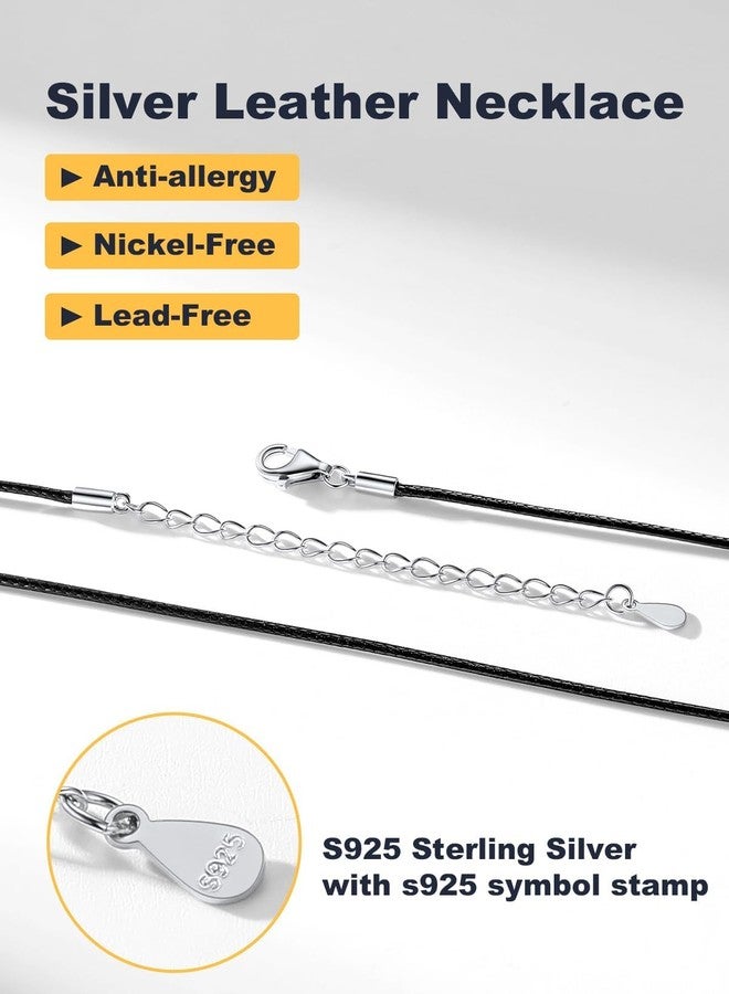 U7 Leather Necklace Cord for Women - 1MM Wide Leather Chain Cord Necklace, 20 Inch Black Necklace Cord for Pendant with Sterling Silver Clasp - Image 3