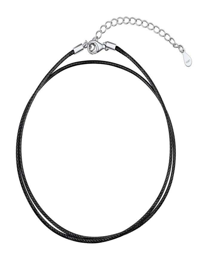 U7 Leather Necklace Cord for Women - 1MM Wide Leather Chain Cord Necklace, 20 Inch Black Necklace Cord for Pendant with Sterling Silver Clasp - Image 1