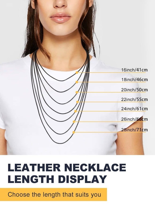 U7 Leather Necklace Cord for Women - 1MM Wide Leather Chain Cord Necklace, 20 Inch Black Necklace Cord for Pendant with Sterling Silver Clasp - Image 4