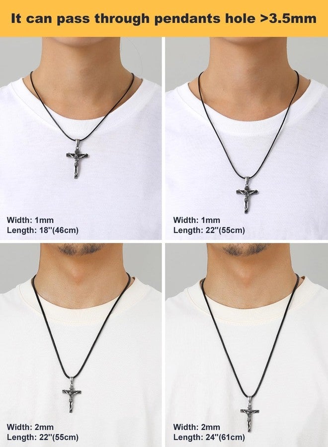 U7 Leather Necklace Cord for Women - 1MM Wide Leather Chain Cord Necklace, 20 Inch Black Necklace Cord for Pendant with Sterling Silver Clasp - Image 5