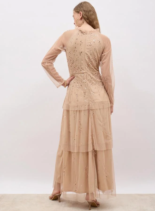 Styli Tiered Tulle Dress