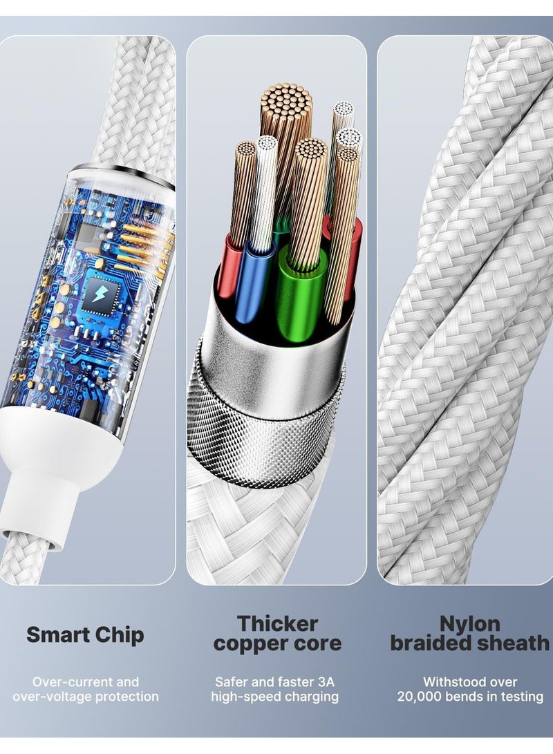 3 In 1 USB Fast Charging Cable Silver 1.2 Meter Length - Image 4