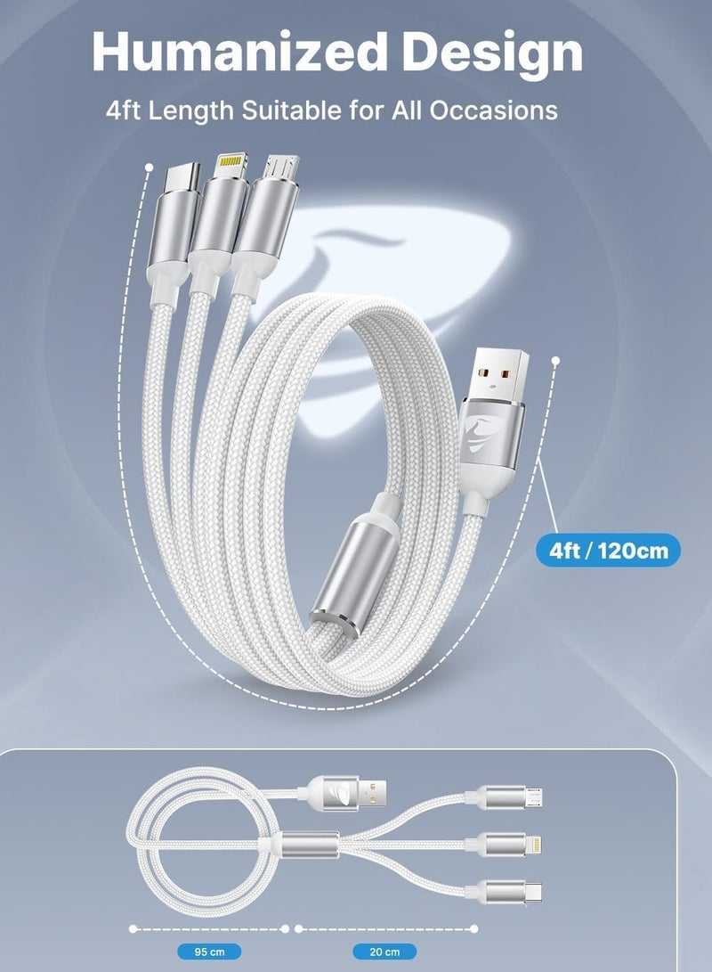 3 In 1 USB Fast Charging Cable Silver 1.2 Meter Length - Image 2