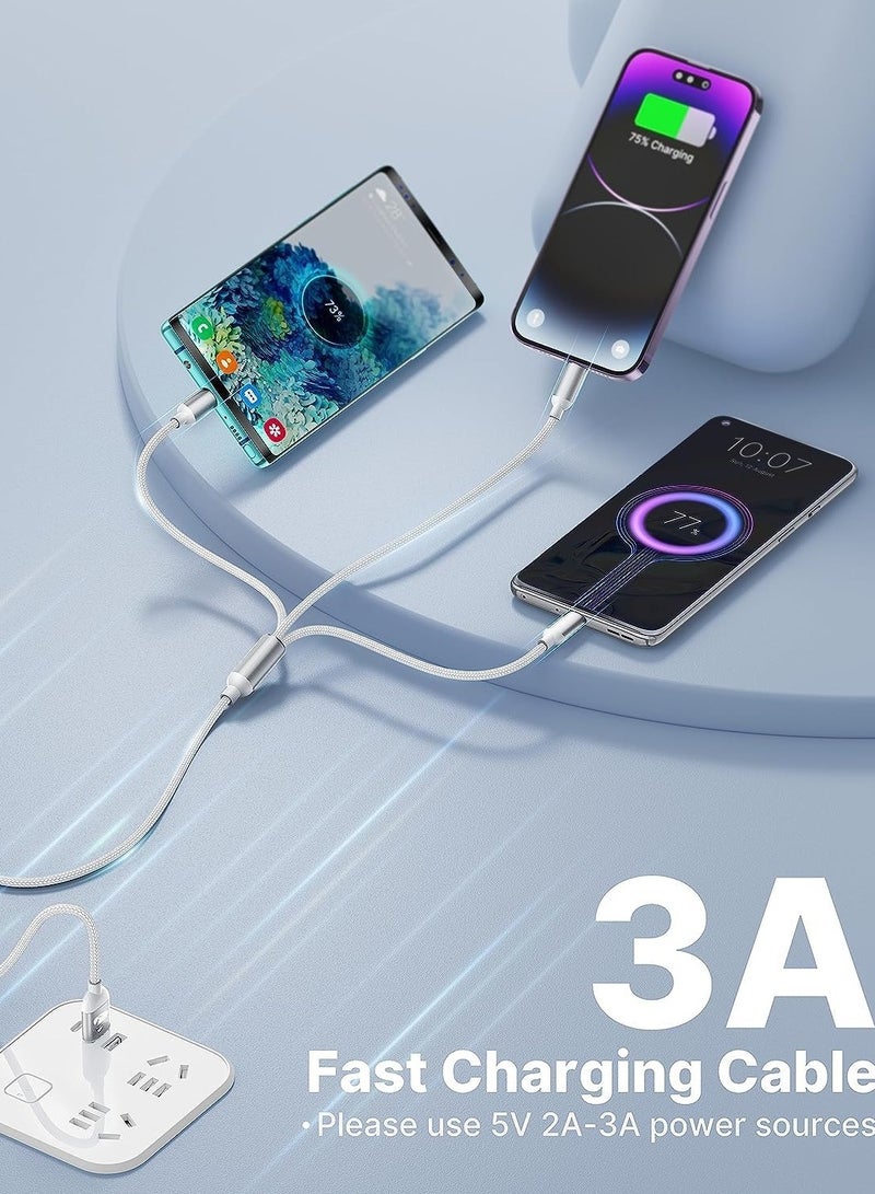 3 In 1 USB Fast Charging Cable Silver 1.2 Meter Length - Image 5