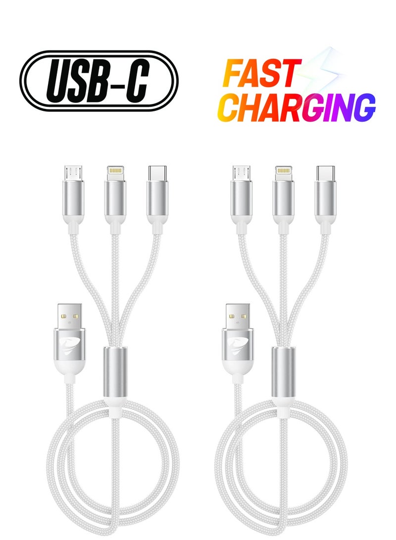 3 In 1 USB Fast Charging Cable Silver 1.2 Meter Length - Image 1
