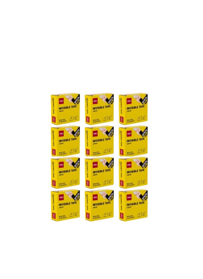 Deli - 12-Piece Deli Invisible Office Tape, 33 Meter Length X 18 mm Width - Image 1