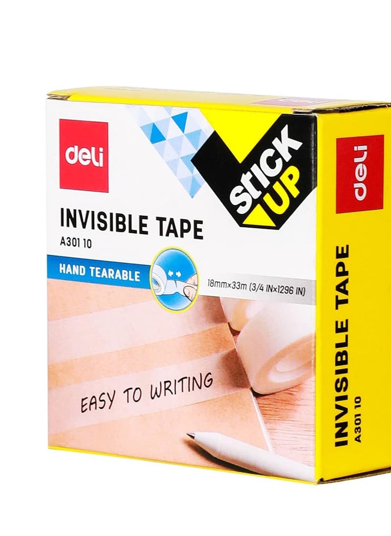 Deli - 12-Piece Deli Invisible Office Tape, 33 Meter Length X 18 mm Width - Image 1