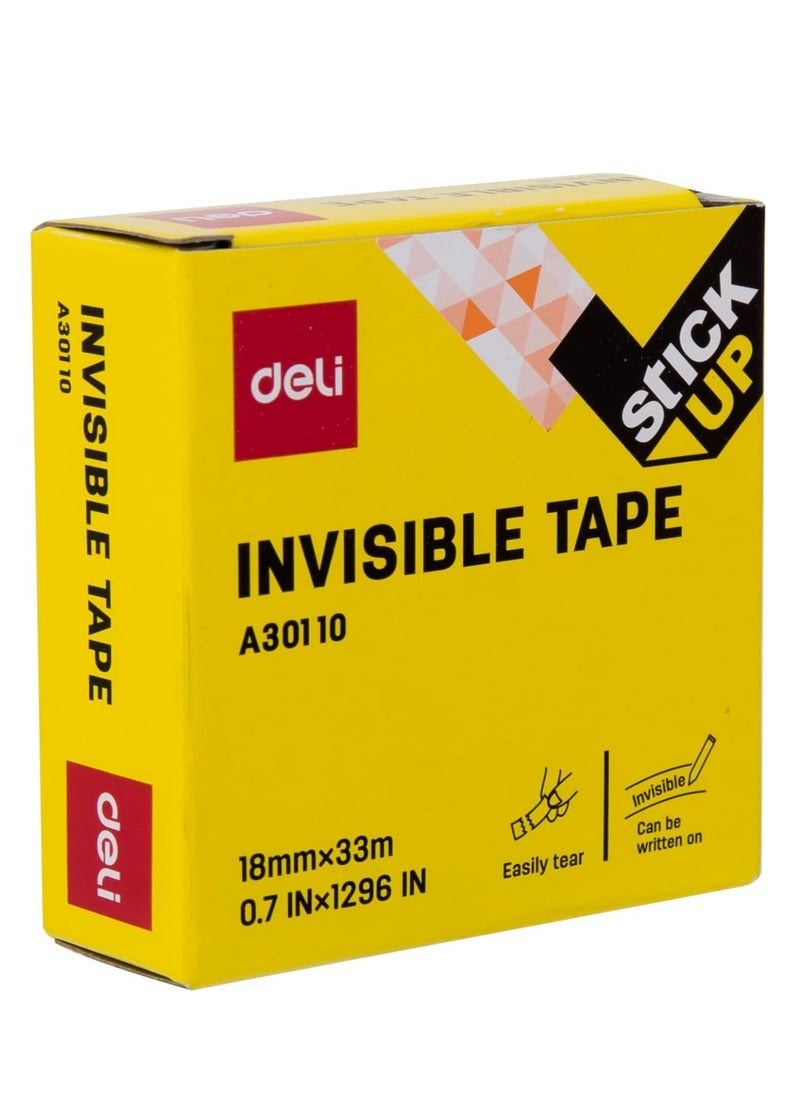 Deli - 12-Piece Deli Invisible Office Tape, 33 Meter Length X 18 mm Width - Image 1
