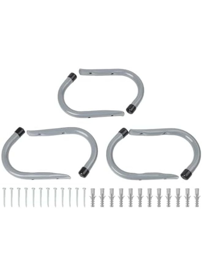 خطافات حائطية ثقيلة من النوع J لتخزين الدراجات في المرآب وأدوات الحزمة المكونة من 6 أدوات باللون الرمادي والأسود - Image 1