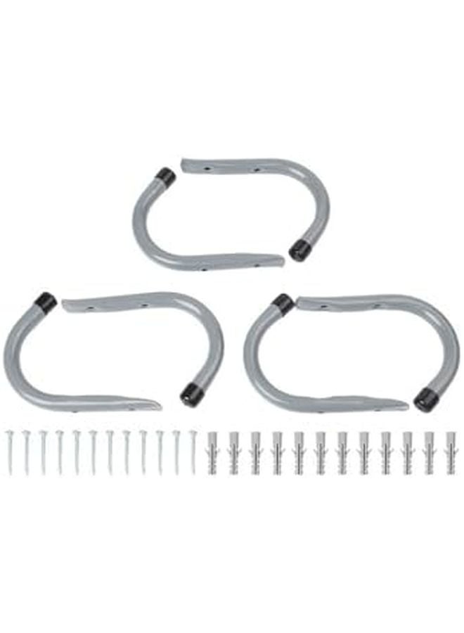 خطافات حائطية ثقيلة من النوع J لتخزين الدراجات في المرآب وأدوات الحزمة المكونة من 6 أدوات باللون الرمادي والأسود - Image 5