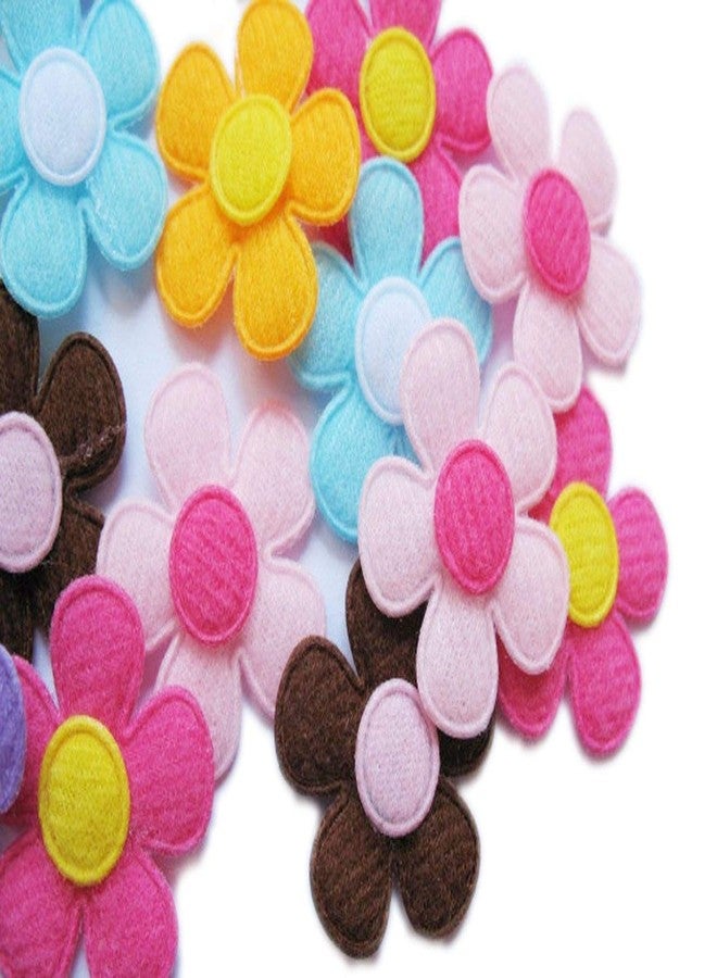 YYCRAFT Pack of 90pcs 1" Padded Spring Felt Flower Appliques-9 Colors - Image 1