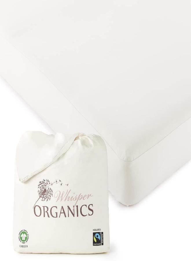 Whisper Organics Whisper Organics, 100% Waterproof Mattress Protector - Twin Mattress Cover - GOTS & Fairtrade-Certified Organic - Breathable - White Color, 17" Deep Pocket, 39x77 Inch  - Image 1