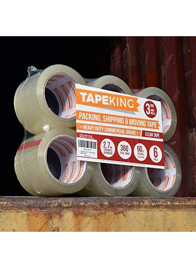 Tape King Clear Packing Tape 3 Inch Wide (2.7Mil Thick) 60 Yards Per Refill Roll (Pack Of 6 Rolls) Strong Sealing Adhesive Industrial Depot Tapes For Moving Packaging Shipping Office & Storage  - Image 5
