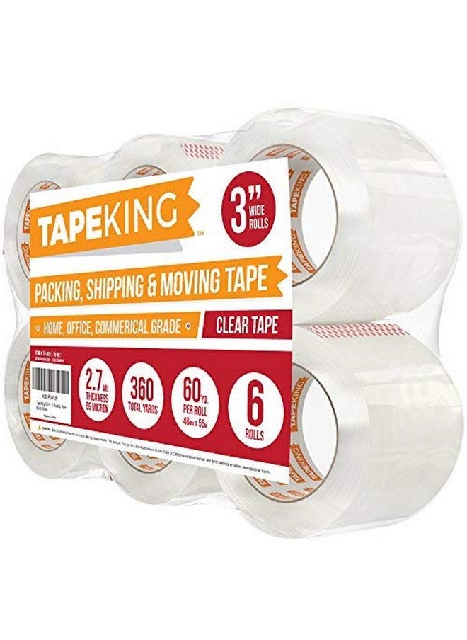 Tape King Clear Packing Tape 3 Inch Wide (2.7Mil Thick) 60 Yards Per Refill Roll (Pack Of 6 Rolls) Strong Sealing Adhesive Industrial Depot Tapes For Moving Packaging Shipping Office & Storage  - Image 2