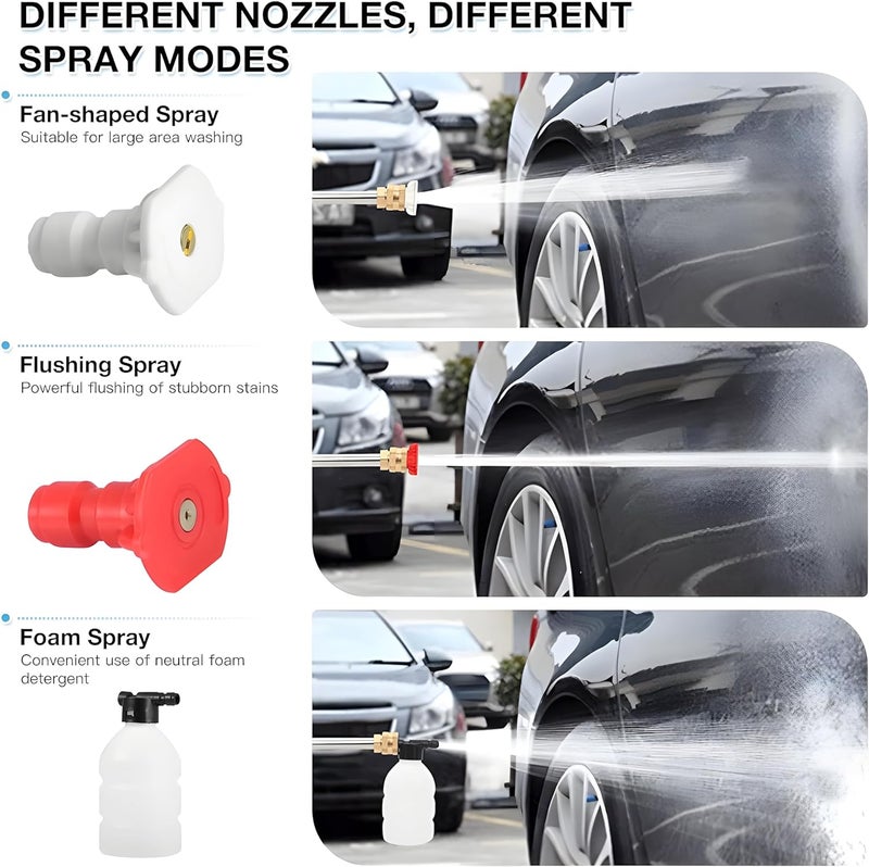 Feelon غسالة ضغط عالية لاسلكية Feelon لغسيل السيارات 48 فولت مزودة ببطاريتين قابلة للشحن 970 PSI بدون سلك قوة عالية 3 في 1 فوهة وخرطوم بطول 5 أمتار لتنظيف السيارات والمنزل والأرضيات والبستنة - Image 3
