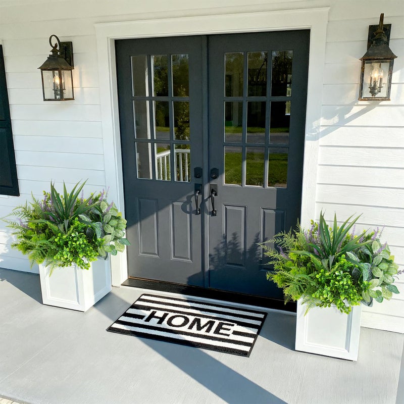 Hrobek Outdoor Faux Plants UV Resistant - 12 Bouquets Realistic Artificial Eucalyptus Fern Lavender Greenery for Patio Garden Front Porch Decor Weatherproof Fake Plants for Outside - Image 3