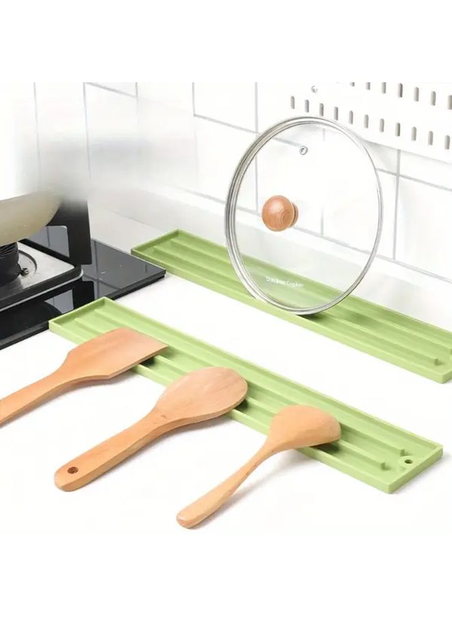 Green Silicone Spatula Storage Mat Multifunctional Countertop Organizer Spoon Rest Lid Holder - Image 1