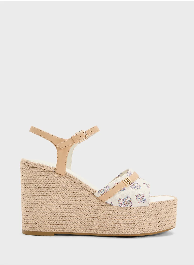 جس Ankle Strap High Heel Wedges Sandals