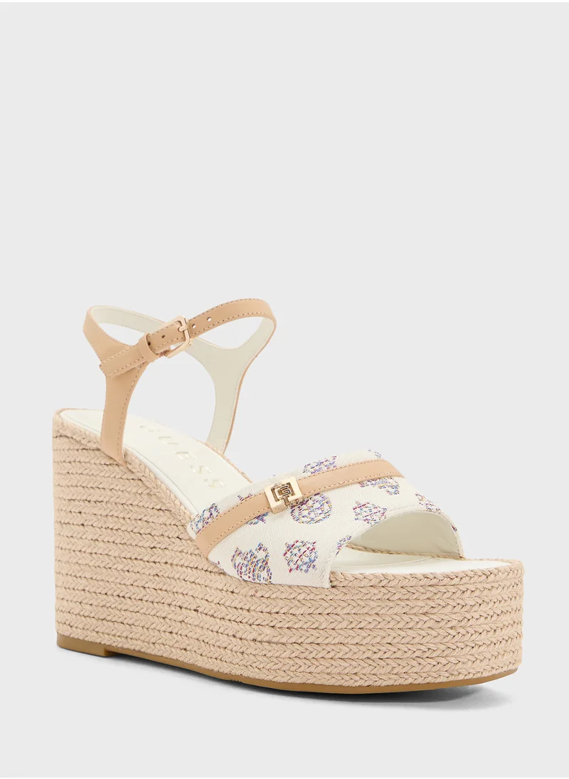 جس Ankle Strap High Heel Wedges Sandals