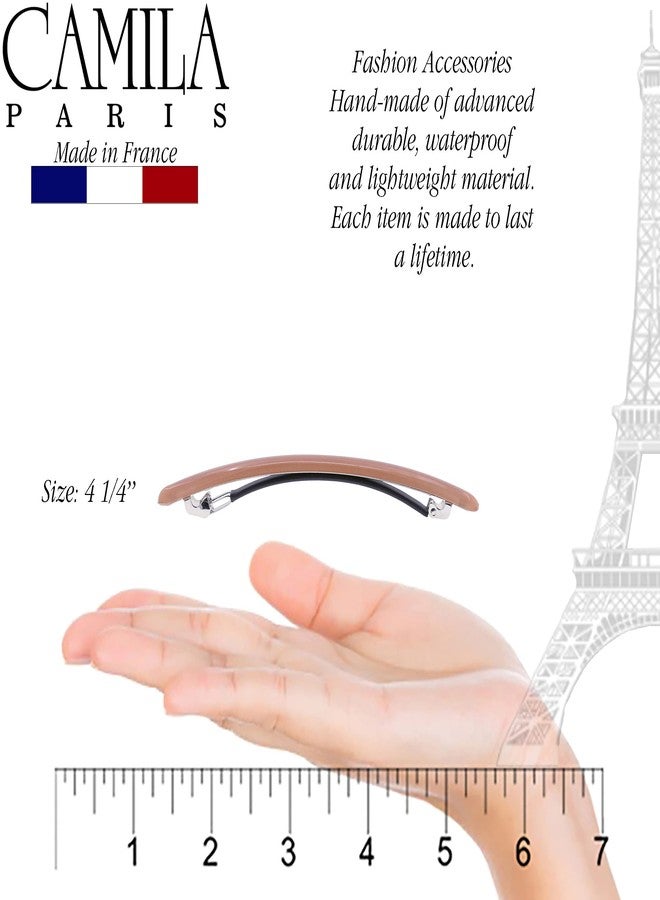 Camila Paris CP3253 French Hair Barrette Large Nude, Long Skinny Strong Hold Grip Hair Clips for Women, Thin Rubberized Automatic Clasp No Slip Durable Styling Girls Hair Accessories, Made in France - Image 2