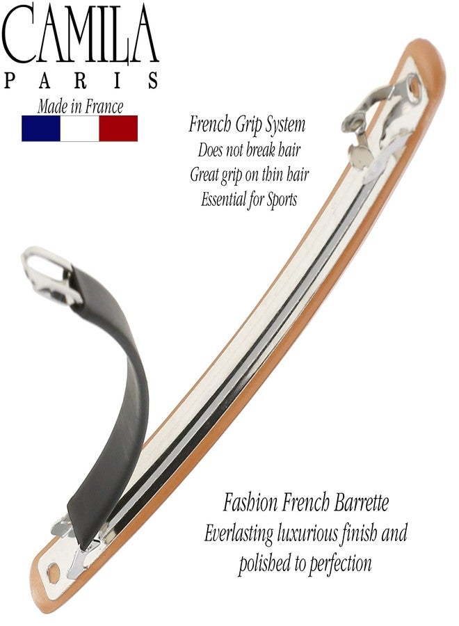 Camila Paris CP3253 French Hair Barrette Large Nude, Long Skinny Strong Hold Grip Hair Clips for Women, Thin Rubberized Automatic Clasp No Slip Durable Styling Girls Hair Accessories, Made in France - Image 5