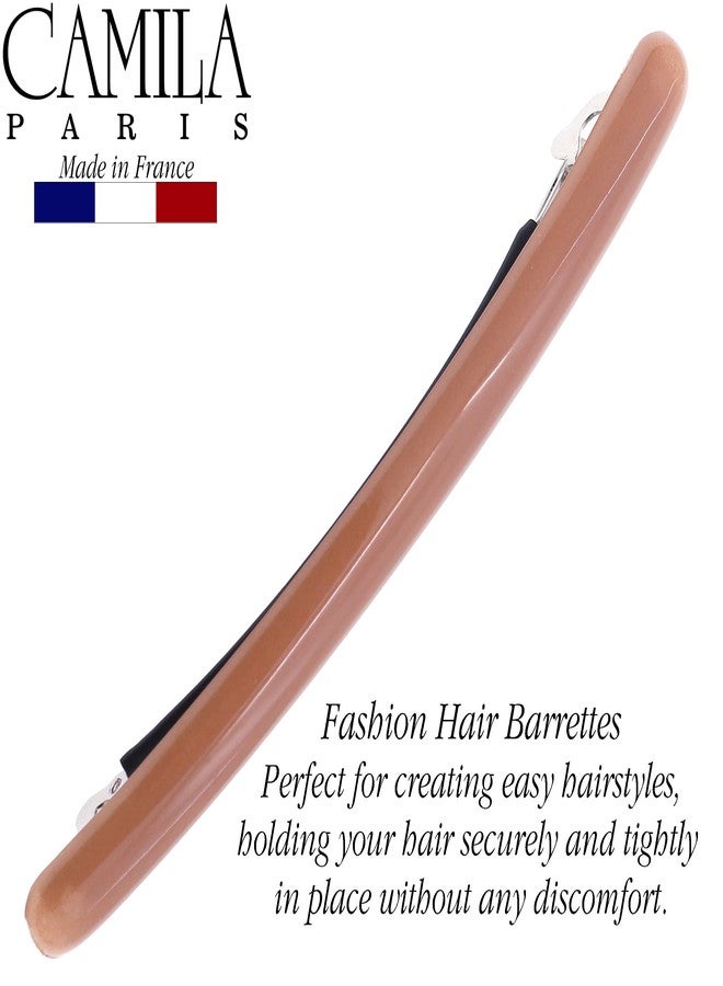 Camila Paris CP3253 French Hair Barrette Large Nude, Long Skinny Strong Hold Grip Hair Clips for Women, Thin Rubberized Automatic Clasp No Slip Durable Styling Girls Hair Accessories, Made in France - Image 3