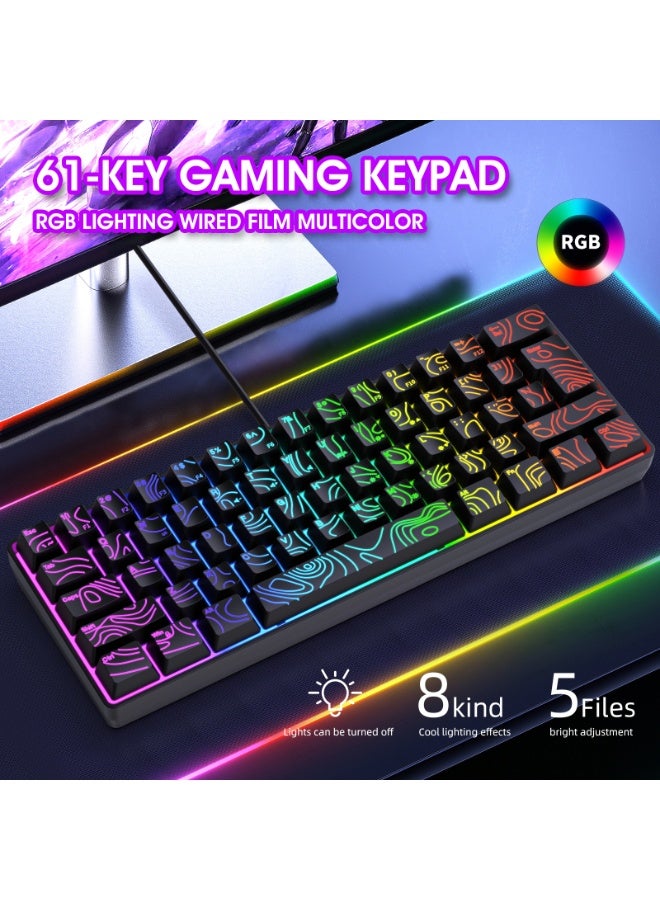 أوتشوانغ لوحة مفاتيح ألعاب مكونة من 61 مفتاحًا بإضاءة RGB متعددة الألوان، لوحة مفاتيح غشاء سلكية بتصميم مفتاح عائم مريح، لمسة ناعمة لا تتلاشى، تصميم أزرار باس، استجابة سريعة، تصميم مقاوم للتصادم الكامل، لأجهزة الكمبيوتر وماك والألعاب الإلكترونية - Image 1