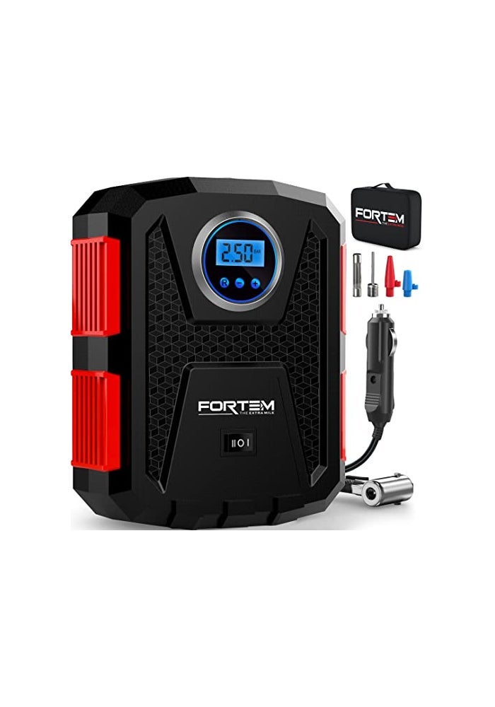 FORTEM Tire Inflator Portable Air Compressor Air Pump for Car Tires and Bikes Car Tire Pump wAuto Shut Off 150 PSI 12V DC LED Light Carrying Case for Men Women - Image 1