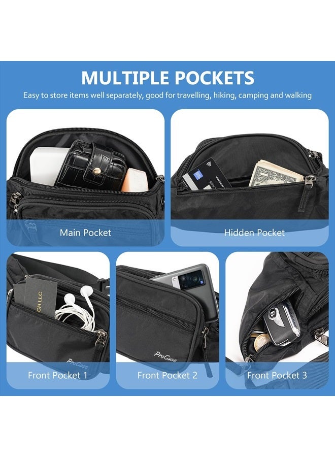 Procase Fanny Pack Waist Packs for Men Women, Waist Bag Hip Pack for Travel Hiking Running Outdoor Sports -Black  - Image 4
