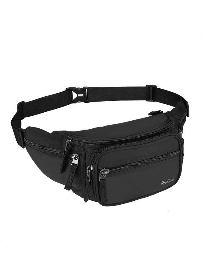 Procase Fanny Pack Waist Packs for Men Women, Waist Bag Hip Pack for Travel Hiking Running Outdoor Sports -Black  - Image 1