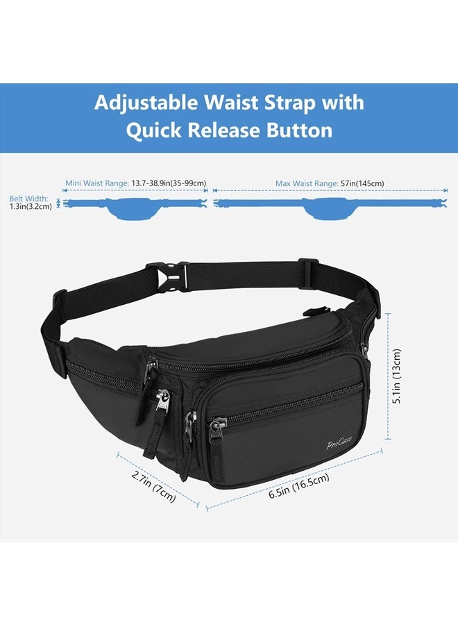 Procase Fanny Pack Waist Packs for Men Women, Waist Bag Hip Pack for Travel Hiking Running Outdoor Sports -Black  - Image 5