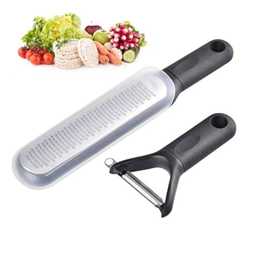 Bagonia Lemon Zester & Cheese Grater with Protective Cover And Peeler for kitchen – Premium Stainless Steel - A Sharp Kitchen Tool for Lemon, Ginger, Garlic, Nutmeg, Chocolate, Vegetables, Fruits, Dishwasher Safe, Black - Image 1