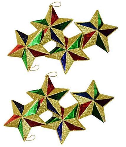 SK Craft 12 قطعة نجوم ملونة لامعة صغيرة لتزيين شجرة عيد الميلاد - Image 1