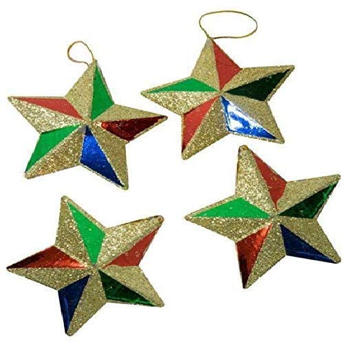 SK Craft 12 قطعة نجوم ملونة لامعة صغيرة لتزيين شجرة عيد الميلاد - Image 2