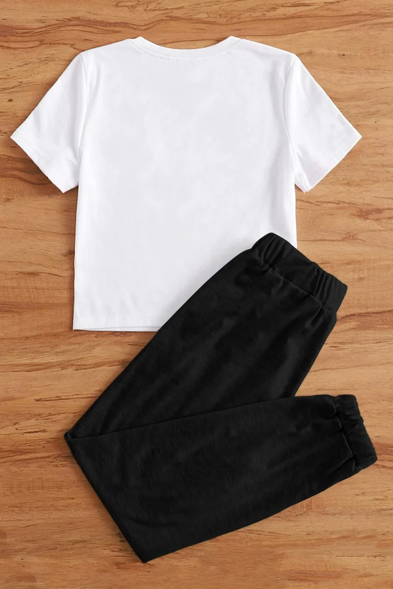 ONLYTRENDWEAR Kids Nasabear Bottom - Top Tracksuit Set 3-4 Years Old White