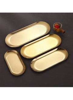 4 Golden Rectangular Serving Tray Different Sizes